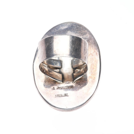 sz8.5 Roger Francisco Navajo sterling silver black web spiderweb turquoise ring