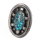 sz8.5 Roger Francisco Navajo sterling silver black web spiderweb turquoise ring