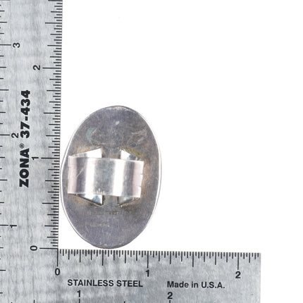 sz8.5 Roger Francisco Navajo sterling silver black web spiderweb turquoise ring