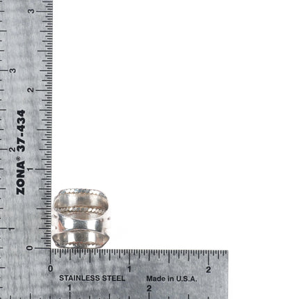 sz6 30's-40's Zuni sterling silver 3 row turquoise ring 9 stone size 6