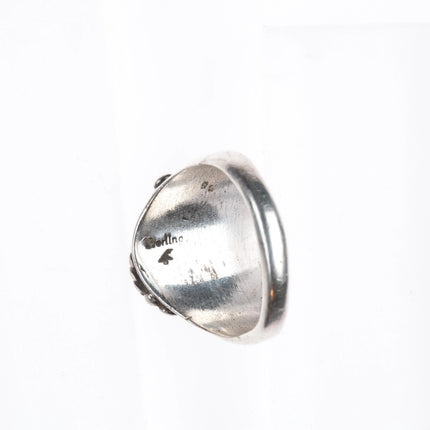 sz12 Vintage Navajo sterling silver ring with turquoise size 12