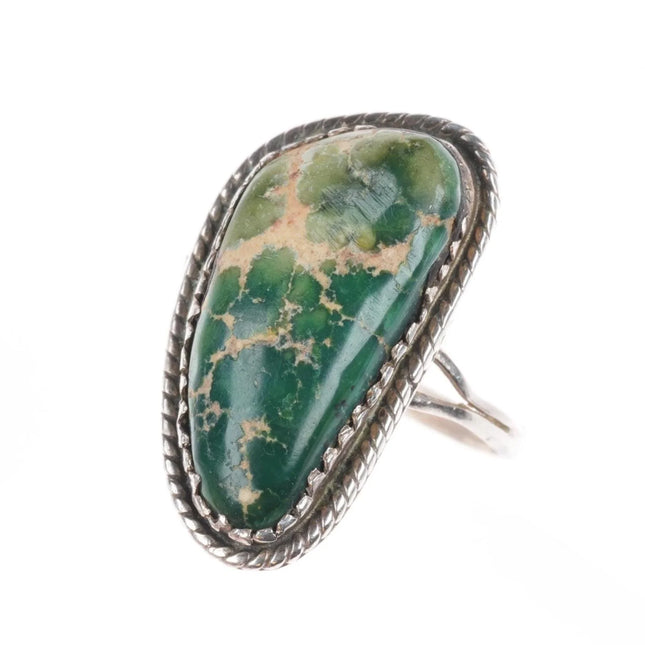 sz8.5 c1950's green Cerrillos turquoise Navajo sterling silver ring size 8.5