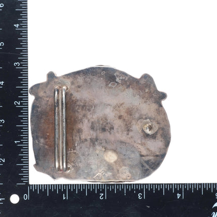 Large vintage Navajo sterling silver, turquoise, buffalo nickel belt buckle