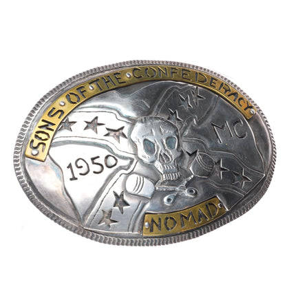 Huge Pepe Rochon Nomad Sons of Confederacy sterling silver biker belt buckle