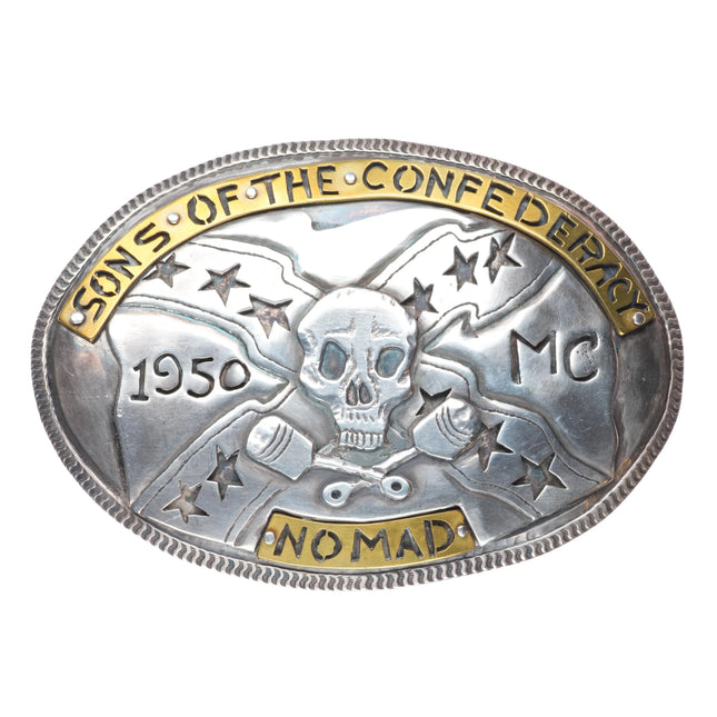 Huge Pepe Rochon Nomad Sons of Confederacy sterling silver biker belt buckle