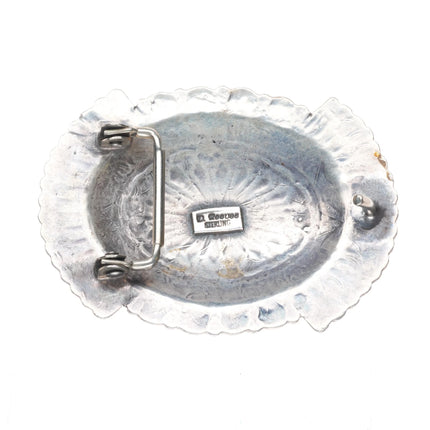David Reeves Navajo sterling silver heavily stamped concho style belt buckle