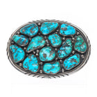 J Bahe vintage Navajo sterling silver pyrite turquoise cluster belt buckle