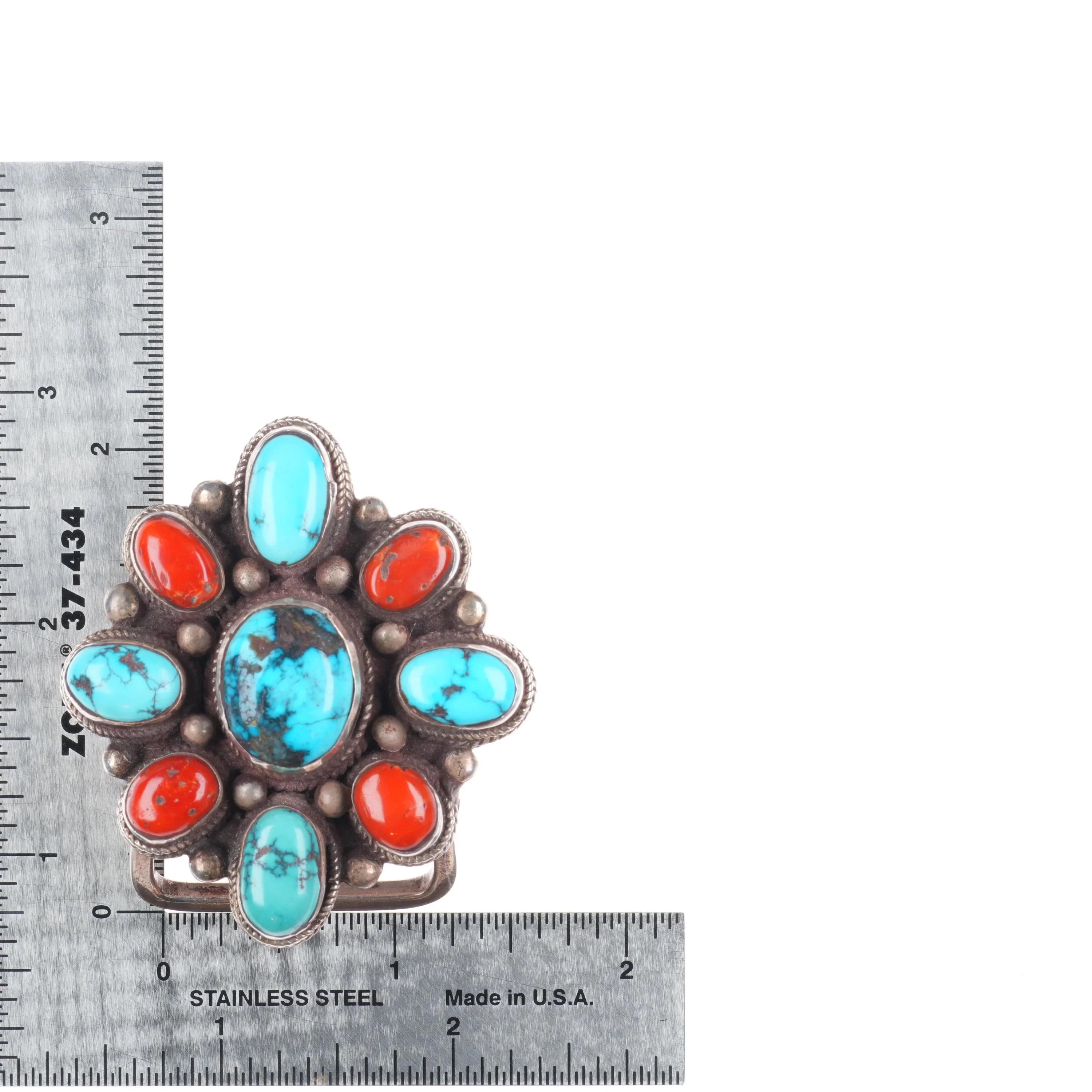 small Vintage sterling silver, turquoise/Mediterranean red  display picture 1