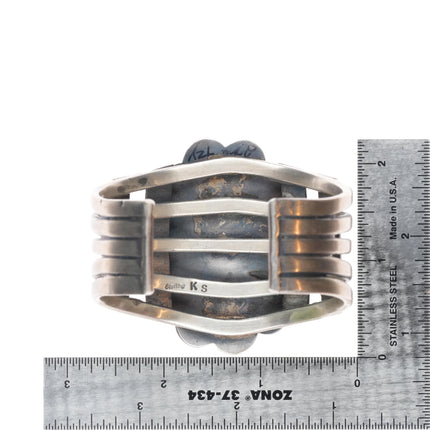 6.5" Kirk Smith Navajo sterling silver hi-grade Royston Turquoise cuff bracelet