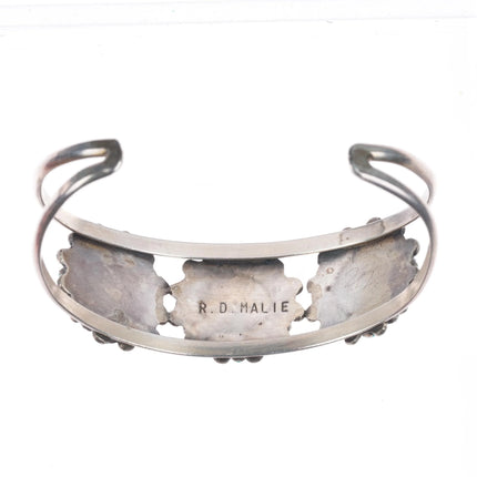6.1" R.D. Malie Zuni Vintage sterling silver turquoise petit point cuff bracelet