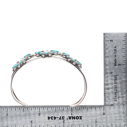 6.1" R.D. Malie Zuni Vintage sterling silver turquoise petit point cuff bracelet