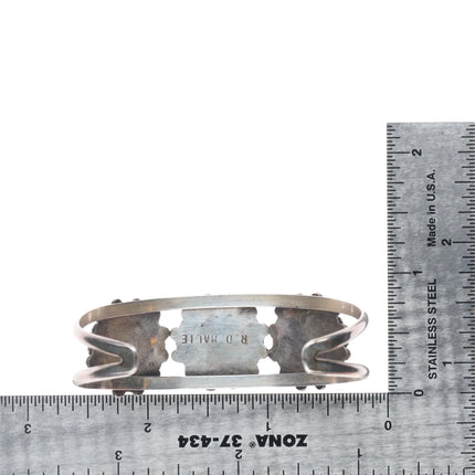 6.1" R.D. Malie Zuni Vintage sterling silver turquoise petit point cuff bracelet