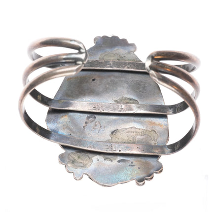 6.5" Large Vintage Nevada #8 Turquoise Navajo sterling silver cuff bracelet