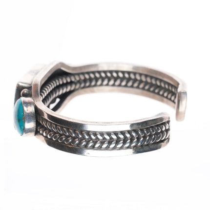 6.25" Harold Becenti  Navajo sterling silver spiderweb turquoise cuff bracelet