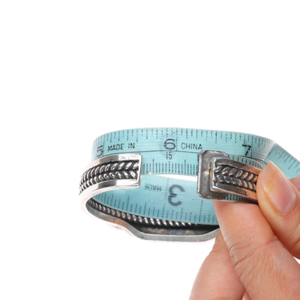 6.25" Harold Becenti  Navajo sterling silver spiderweb turquoise cuff bracelet