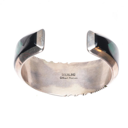 6.2" Gilbert Nelson Navajo Sterling silver-turquoise, spiny oyster cuff bracelet