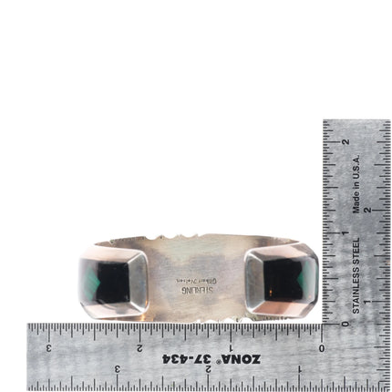 6.2" Gilbert Nelson Navajo Sterling silver-turquoise, spiny oyster cuff bracelet