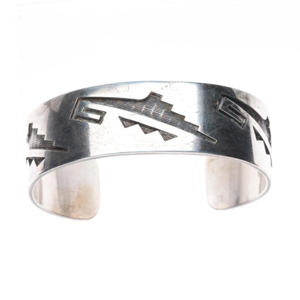 6.25" Hubert Yowytewa Hopi Overlay cuff bracelet sterling silver