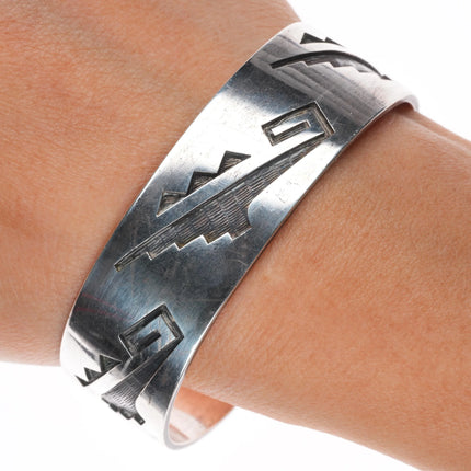 6.25" Hubert Yowytewa Hopi Overlay cuff bracelet sterling silver