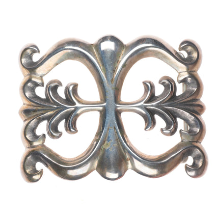 Large Vintage Alvin Thompson Navajo cast sterling silver belt buckle