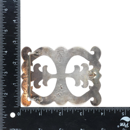 Large Vintage Alvin Thompson Navajo cast sterling silver belt buckle