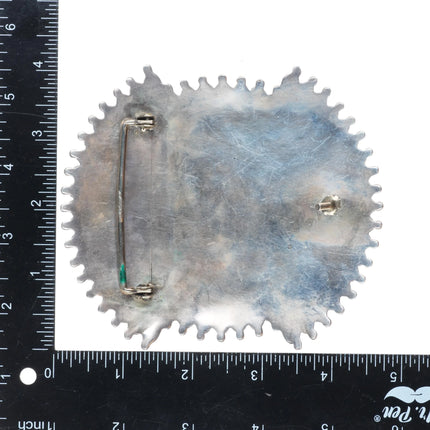 Big Vintage Zuni sterling silver turquoise cluster belt buckle Ghan dancer inlay