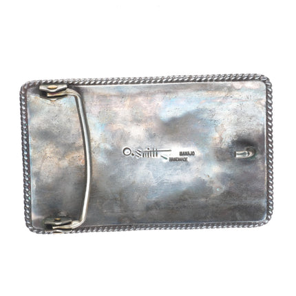 Oliver Smith Navajo sterling silver, malachite vintage belt buckle