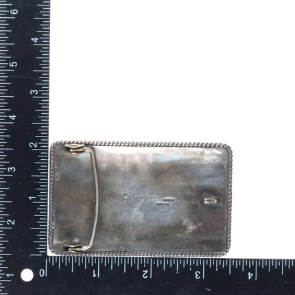 Oliver Smith Navajo sterling silver, malachite vintage belt buckle