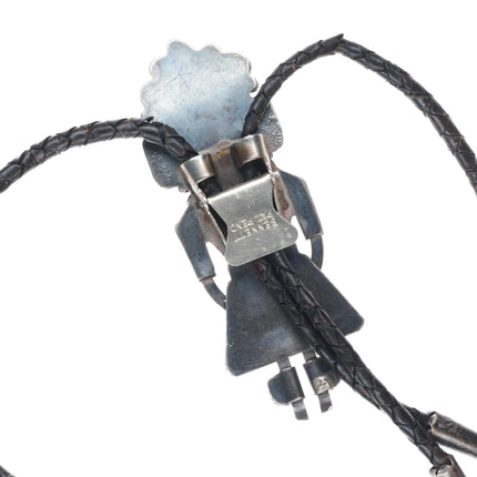 c1970 Vintage Navajo sterling silver Kachina bolo tie w/ turquoise