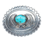Vintage Navajo sterling silver nicely hand stamped belt buckle w/turquoise