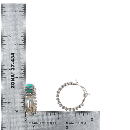 Vintage Francis Eustace Zuni Sterling silver needlepoint turquoise clip earrings