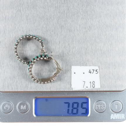 Vintage Francis Eustace Zuni Sterling silver needlepoint turquoise clip earrings