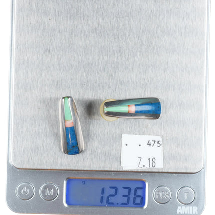 Jim Royer Navajo sterling silver multi-stone/coral earrings