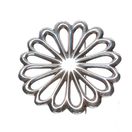 40's-50's large Navajo cast sterling silver pin
