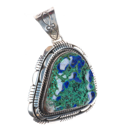 Large Spencer Navajo Azurite sterling silver Native American pendant