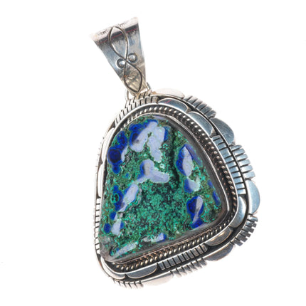 Large Spencer Navajo Azurite sterling silver Native American pendant