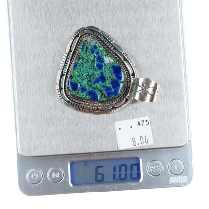 Large Spencer Navajo Azurite sterling silver Native American pendant