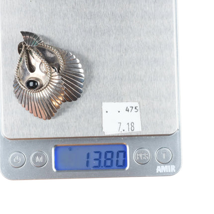 Nakai Navajo sterling silver onyx long dangle earrings