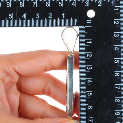 Navajo sterling silver tiger's eye, petrified wood, black jade inlay pendant