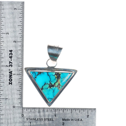Everett & Mary Teller Navajo sterling silver reversible turquoise pendant
