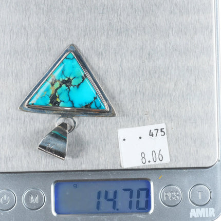 Everett & Mary Teller Navajo sterling silver reversible turquoise pendant