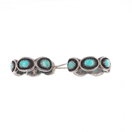 Vintage Zuni sterling silver huggie hoop snake eye turquoise earrings