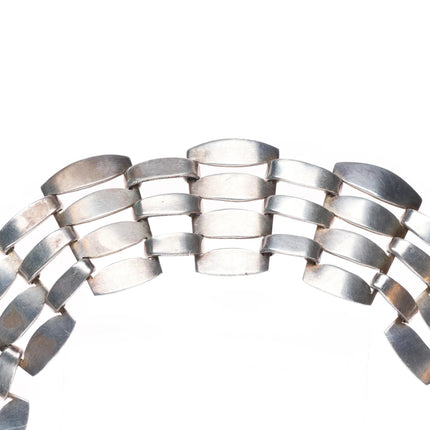 15" 1940's Fred Davis Mexican modernist sterling silver wide choker necklace