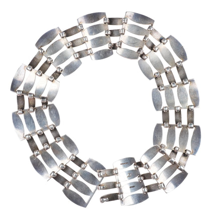 15" 1940's Fred Davis Mexican modernist sterling silver wide choker necklace