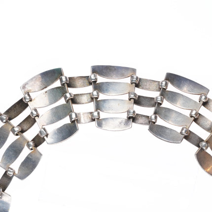 15" 1940's Fred Davis Mexican modernist sterling silver wide choker necklace