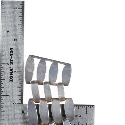 15" 1940's Fred Davis Mexican modernist sterling silver wide choker necklace