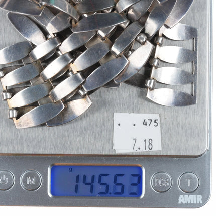 15" 1940's Fred Davis Mexican modernist sterling silver wide choker necklace