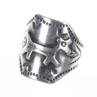sz10 c1940's Navajo hand stamped Fred Harvey Dog ring sterling silver size 10