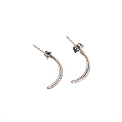 Vintage Zuni sterling silver turquoise/mother of pearl/jet inlay earrings