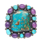 Vintage southwestern sterling silver turquoise/purple stone cluster pendant/pin